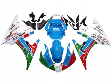 Achat Carénages Moto Yamaha YZF R6S 2006-2009 - Blanc Bleu Vert Rouge Kastinee Dunlop Motul