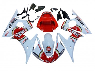 Achat Carénages Moto Yamaha YZF R6S 2006-2009 - Blanc Rouge Lucky Strike Motul