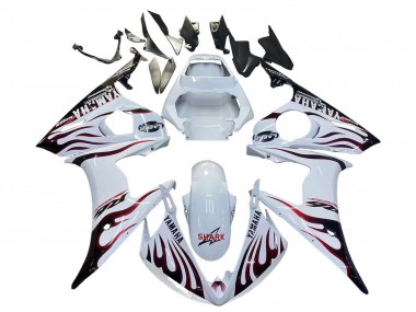 Achat Carénages Moto Yamaha YZF R6S 2006-2009 - Blanc Dark Noir Flamme