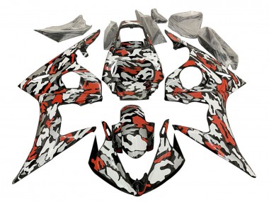 Achat Carénages Moto Yamaha YZF R6 2003-2004 - Noir Rouge Gris Camouflage