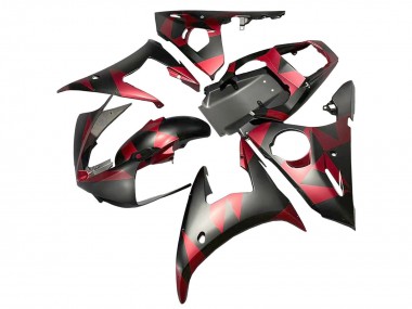 Achat Carénages Moto Yamaha YZF 600 R6 2005 - Noir Mat Rouge Geometric