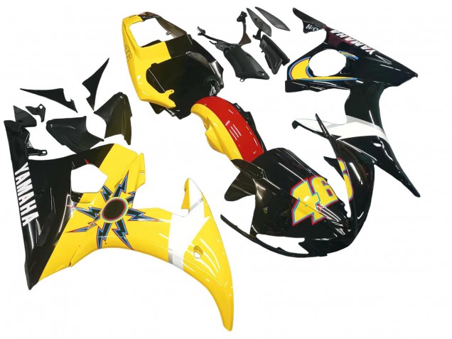 Carénages Moto Yamaha YZF 600 R6 2005 - Noir Jaune Rouge 46