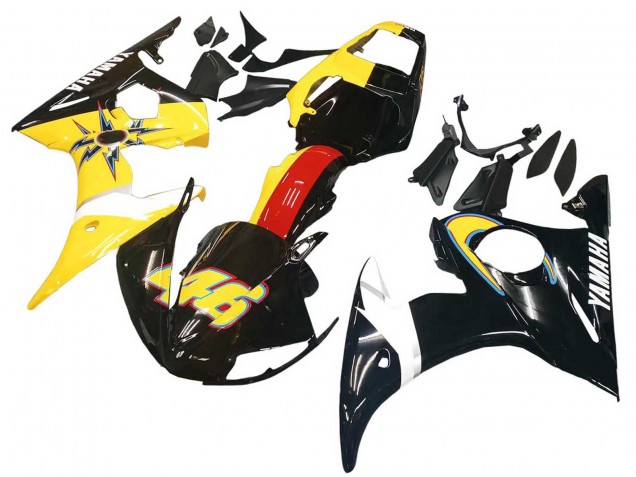Carénages Moto Yamaha YZF 600 R6 2005 - Noir Jaune Rouge 46