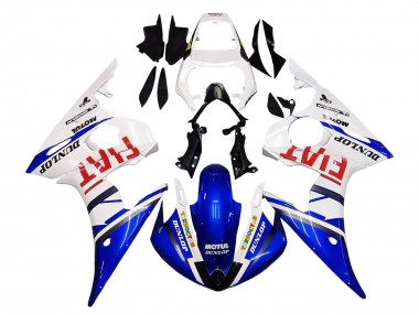 Achat Carénages Moto Yamaha YZF 600 R6 2005 - Blanc Bleu Dunlop Fiat Motul