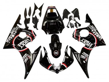 Achat Carénages Moto Yamaha YZF 600 R6 2005 - Noir Brillant Blanc Lucky Strike Motul