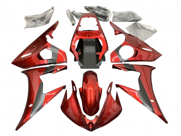 Carénages Moto Yamaha YZF 600 R6 2005 - Rouge Noir Mat