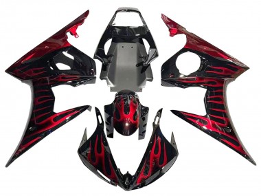 Achat Carénages Moto Yamaha YZF 600 R6 2005 - Noir Rouge Flamme