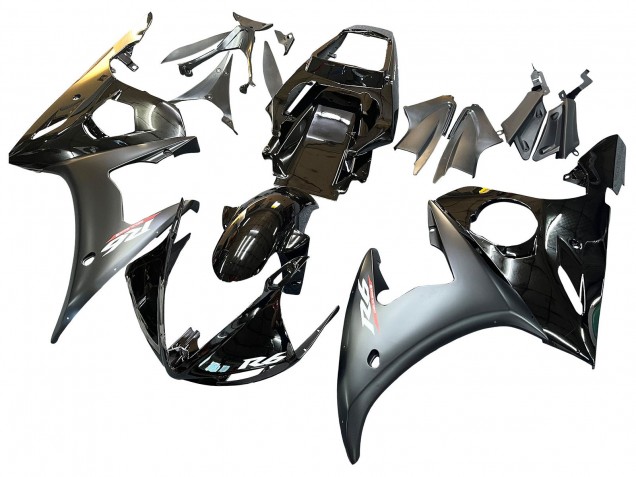Carénages Moto Yamaha YZF 600 R6 2005 - Noir Brillant Noir Mat Or