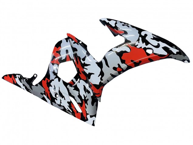 Carénages Moto Yamaha YZF 600 R6 2005 - Noir Rouge Gris Camouflage