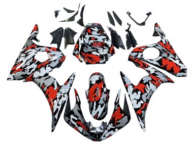 Achat Carénages Moto Yamaha YZF 600 R6 2005 - Noir Rouge Gris Camouflage