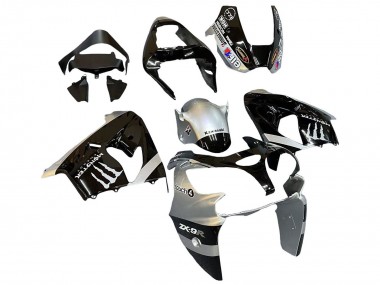 Achat Carénages Moto Kawasaki ZX9R 2002-2003 - Argent Noir Brillant Monstre Elf