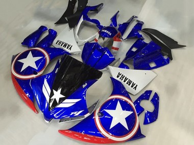 Achat Carénages Moto Yamaha YZF R1 2009-2011 - Bleu Blanc Rouge Noir Étoile Captain America