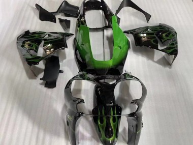 Achat Carénages Moto Kawasaki ZX9R 2002-2003 - Noir Brillant Vert Flamme