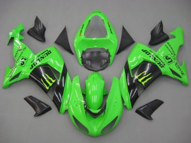 Achat Carénages Moto Kawasaki ZX10R 2006-2007 - Vert Noir Brillant Monstre Dunlop