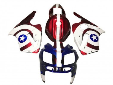 Achat Carénages Moto Kawasaki ZX12R 2000-2001 - Bonbon Rouge Blanc Bleu Captain America
