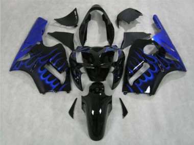 Achat Carénage Moto Kawasaki ZX12R 2002-2006 - Noir Brillant Bleu Flamme