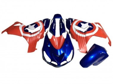 Achat Carénages Moto Kawasaki ZX14R ZZR1400 2006-2011 - Bleu Rouge Blanc Étoile Captain America