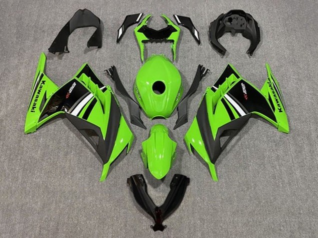 Carénage Moto Kawasaki EX300 2013-2024 - Vert Blanc Noir Bande