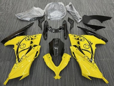 Achat Carénages Moto Kawasaki EX300 2013-2024 - Jaune Noir Cercles