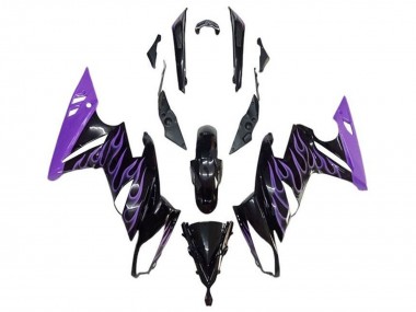 Achat Carénages Moto Kawasaki Ninja 650 EX650 2009-2011 - Noir Brillant Violet Flamme