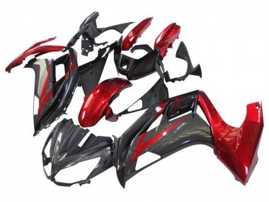 Achat Carénages Moto Kawasaki Ninja 650 EX650 2012-2016 - Rouge Noir Fausse Fibre de Carbone