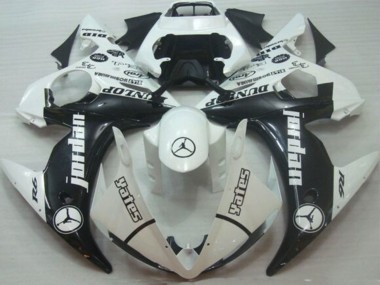Achat Carénages Moto Yamaha YZF R6 2005 - Blanc Noir Brillant Jordan Dunlop