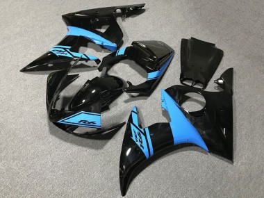 Achat Carénages Moto Yamaha YZF R6 2005 - Noir Brillant Bleu Clair