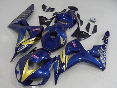 Achat Carénages Moto Honda CBR1000RR 2006-2007 - Bleu Foncé Or Bande