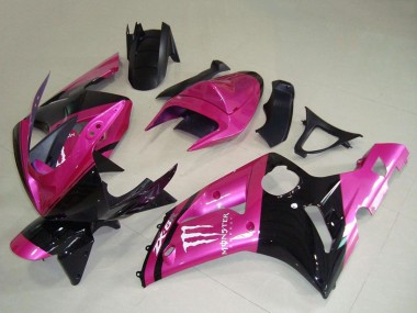 Achat Carénages Moto Kawasaki ZX6R 2003-2004 - Rose Noir Blanc Monstre