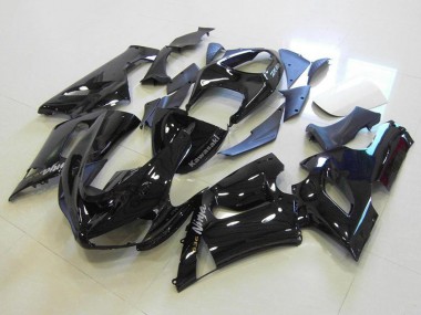 Achat Carénages Moto Kawasaki ZX6R 2005-2006 - Noir Brillant Argent Décalque