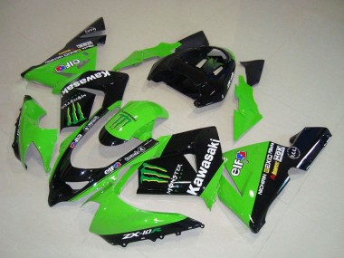 Achat Carénages Moto Kawasaki ZX10R 2004-2005 - Vert Noir Monstre Elf
