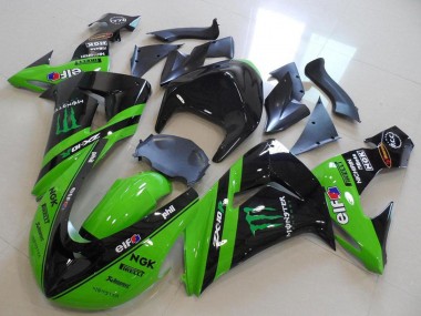 Achat Carénages Moto Kawasaki ZX10R 2006-2007 - Vert Noir Brillant Monstre Courses