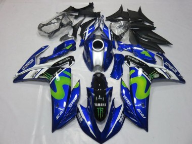 Achat Carénages Moto Yamaha YZF R3 2015-2018 - Bleu Blanc Noir Vert MoviStar Monstre