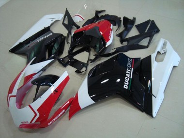 Achat Carénages Moto Ducati 1098 2007-2014 - Blanc Rouge Noir Brillant Corse