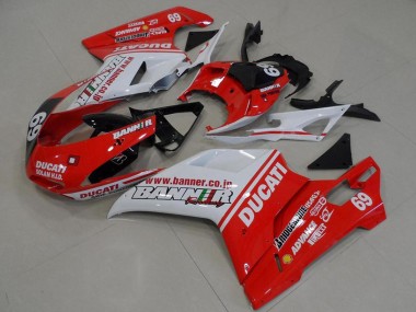 Achat Carénages Moto Ducati 848 1098 1198 2007-2014 - Blanc Rouge Noir Brillant Banner 69