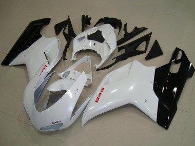 Achat Carénages Moto Ducati 848 2007-2014 - Blanc Noir Brillant