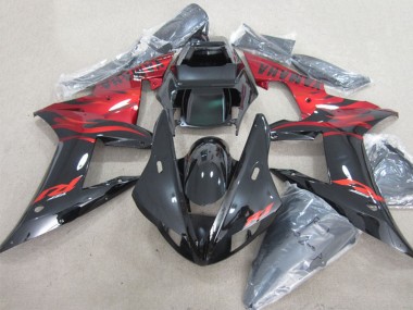 Achat Carénages Moto Yamaha YZF R1 2002-2003 - Noir Brillant Rouge Flamme