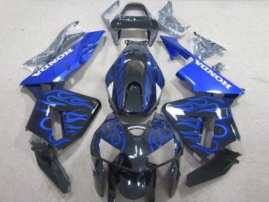 Achat Kits Carénage Moto Honda CBR600RR 2005-2006 - Noir Brillant Bleu Flamme
