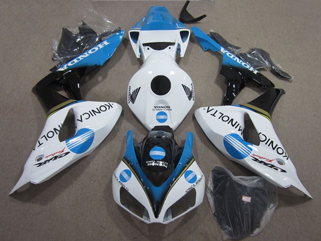 Carénages Moto Honda CBR1000RR 2006-2007 - Blanc Bleu Clair Noir Brillant Konica Minolta