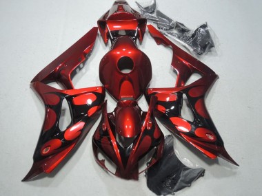 Achat Carénages Moto Honda CBR1000RR 2006-2007 - Rouge Noir Brillant Flamme