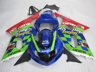 Achat Carénages Moto Suzuki GSXR 600 2001-2003 - Bleu Vert Rouge Telefonica MoviStar
