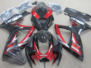 Achat Carénages Moto Suzuki GSXR 600 2006-2007 - Noir Brillant Rouge Argent