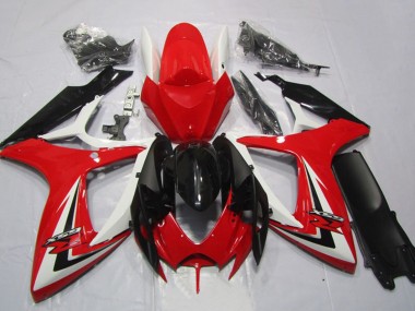 Achat Carénages Moto Suzuki GSXR 600 2006-2007 - Blanc Rouge Noir Brillant Bande