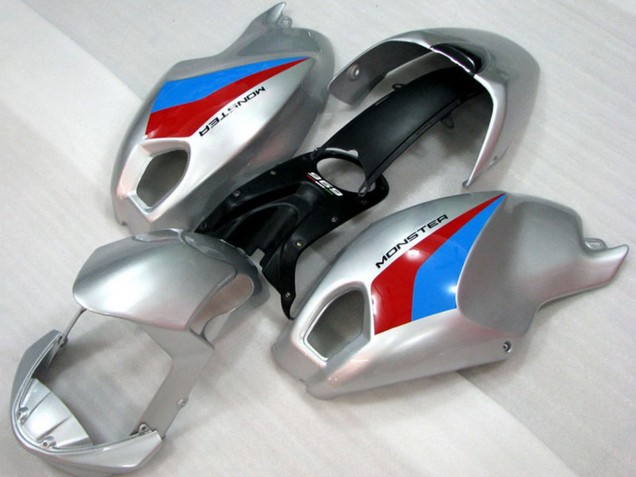 Carénages Moto Ducati Monster 696 2008-2012 - Argent Bleu Rouge