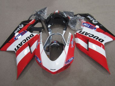 Achat Carénages Moto Ducati 1098 2007-2014 - Rouge Blanc Noir Generali Tim