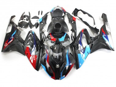 Achat Carénages Moto BMW S1000RR 2015-2016 - Bleu Rouge Fibre de Carbone