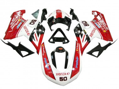 Achat Carénages Moto Ducati 848 1098 1198 2007-2014 - Blanc Rouge Noir Brillant Valsir Xerox 50