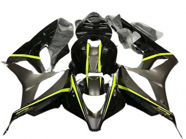 Carénages Moto Honda CBR600RR 2007-2008 - Noir Brillant Haute Visibilité Jaune